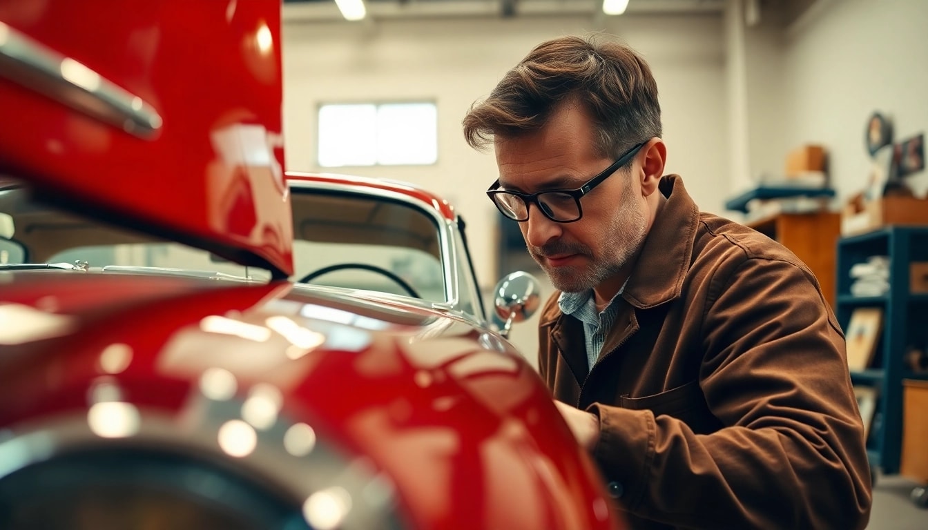 Oldtimer Gutachten: Fachmann prüft Klassiker in einer professionellen Umgebung.