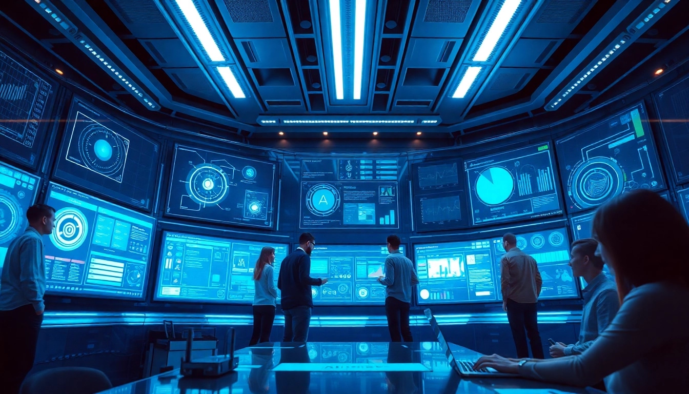 AI 18+ digital workspace showcasing diverse users engaging with advanced technology.