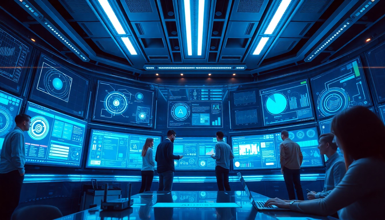 AI 18+ digital workspace showcasing diverse users engaging with advanced technology.