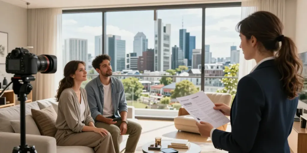 Bester Immobilienmakler Frankfurt präsentiert moderne Wohnung und beeindruckende Skyline.