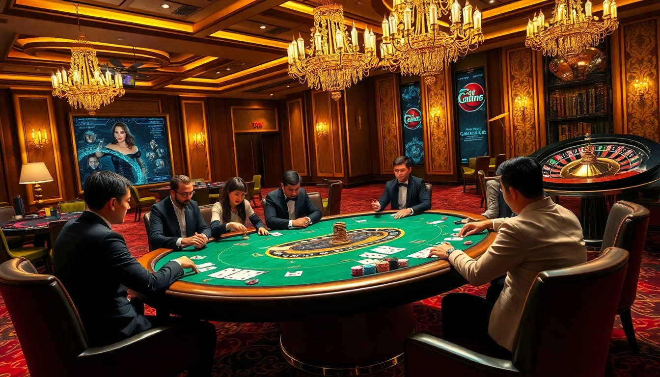 Experience the thrill of gambling at Nhà cái 78WIN with a luxurious poker table and vibrant casino atmosphere.