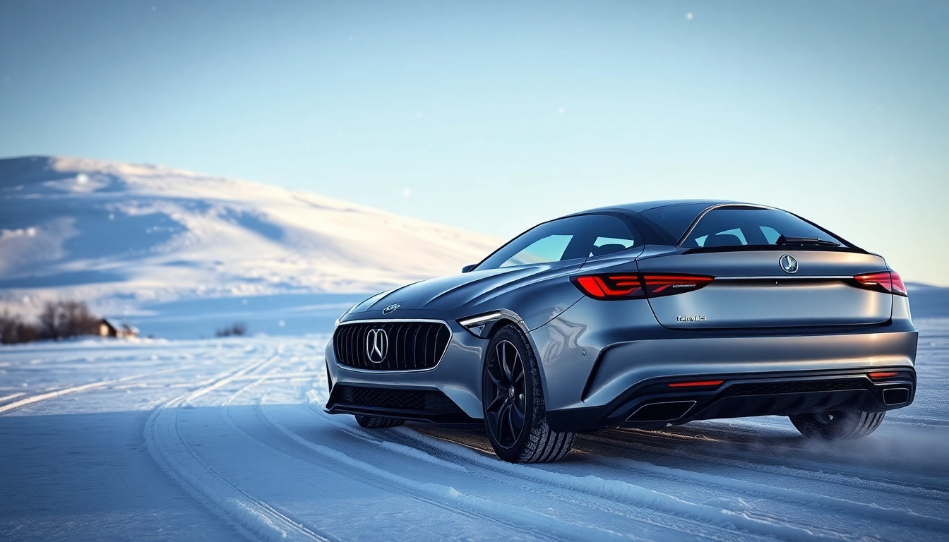 Auto Kufen gliding smoothly on snowy terrain, showcasing winter performance.