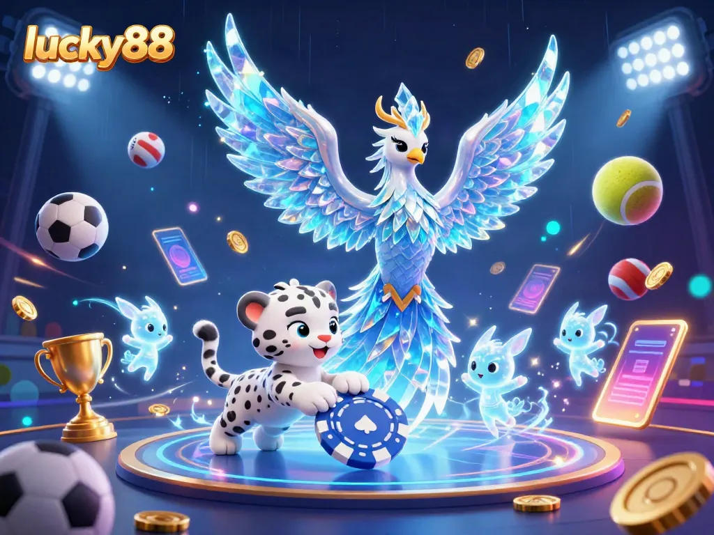 Engage in exciting gameplay action with lucky88, featuring an ice phoenix and sports elements.