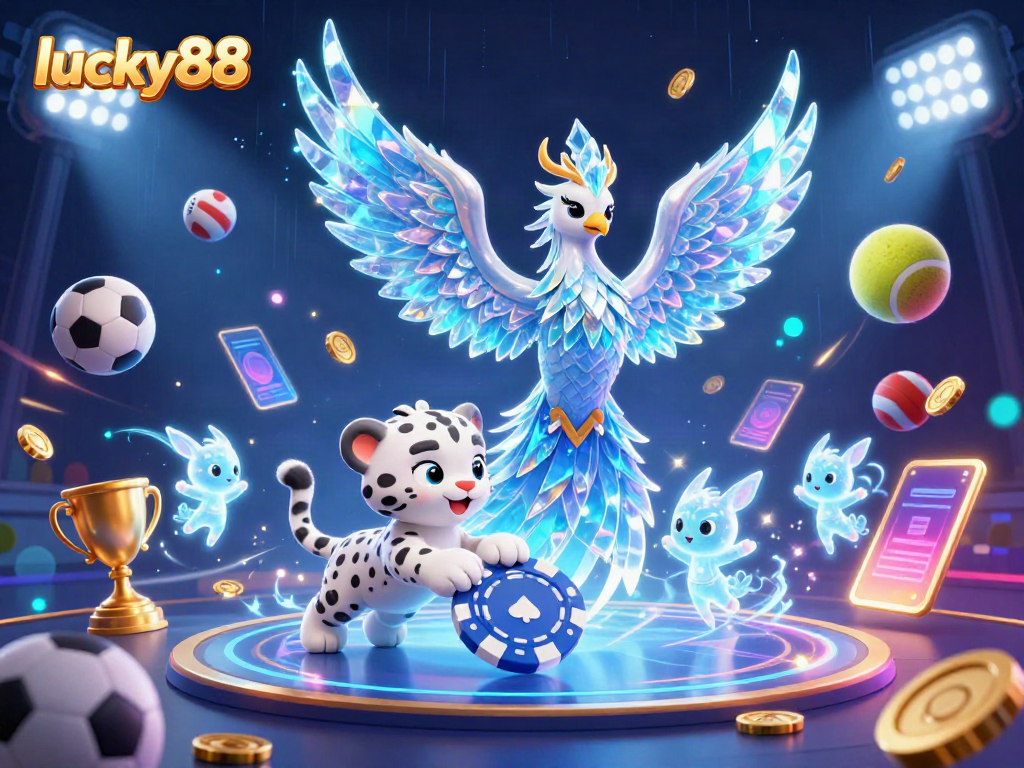 Engage in exciting gameplay action with lucky88, featuring an ice phoenix and sports elements.