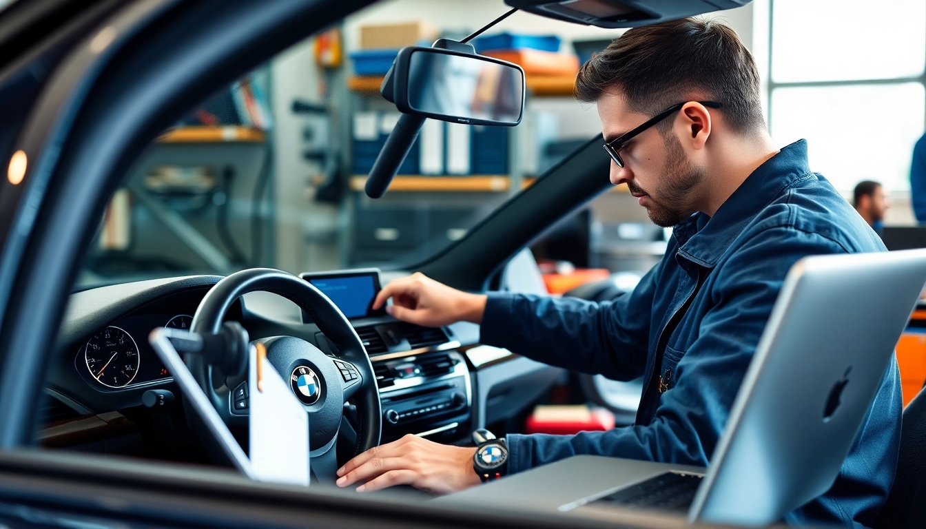 Führen Sie eine BMW Codierung in einer modernen Werkstatt durch.