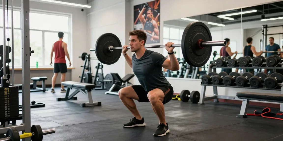 Akra Labs Steroid Shop: Aktiver Mann trainiert mit Langhantel im modernen Fitnessstudio.