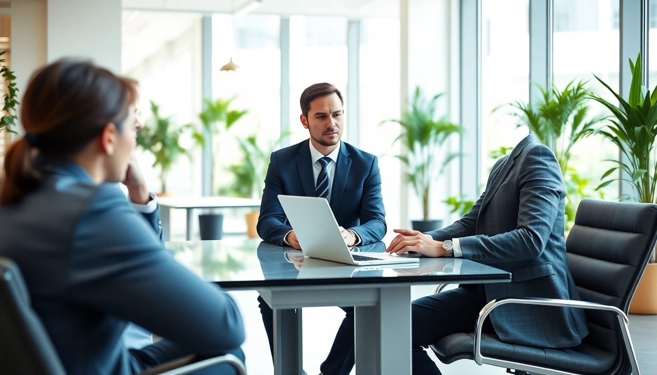 Headhunter Ingenieure führen ein Beratungsgespräch in einem modernen Büro.