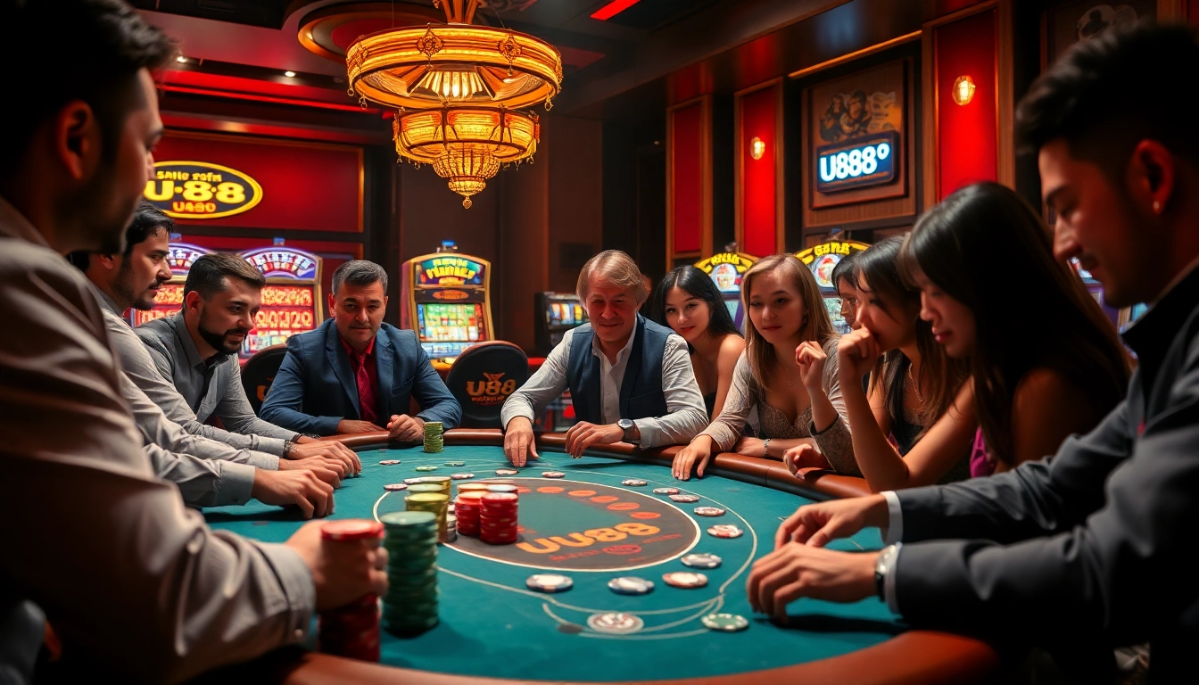 Players enjoying high-stakes games at U888 U88 casino, highlighting tense moments of excitement and strategy.