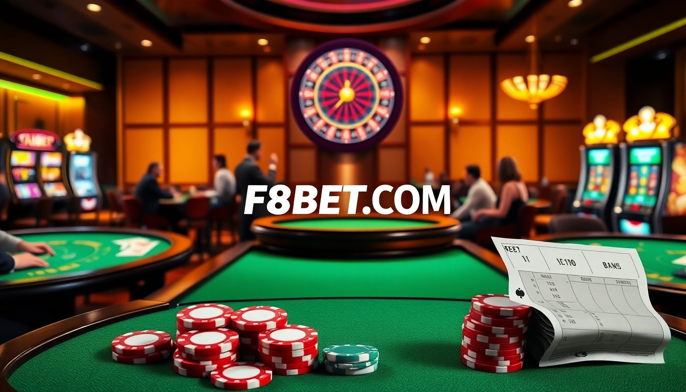 Experience the excitement of gambling at F8BET.COM with vibrant casino tables and engaging players.