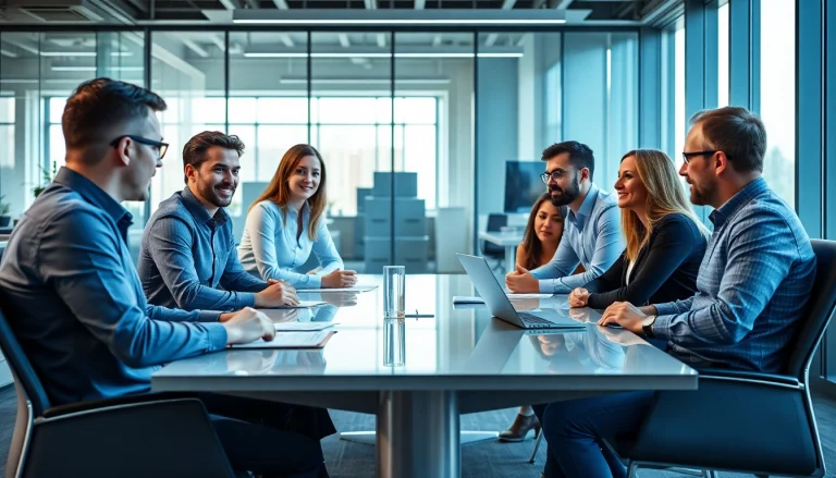 Headhunter Ingenieure im Gespräch mit einem Recruiting-Team in einem modernen Büro.