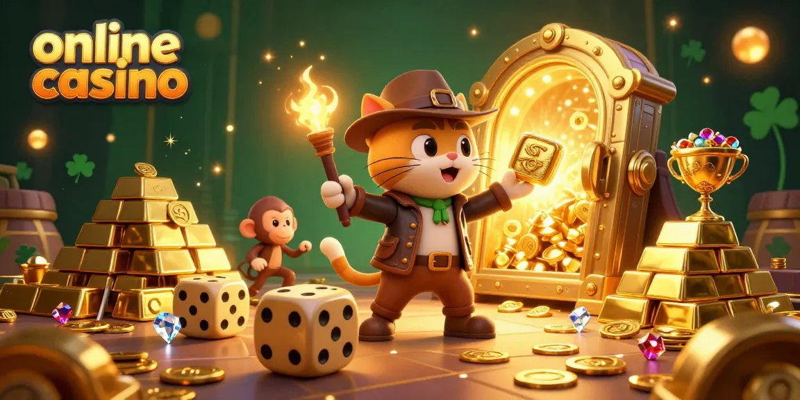 Experience excitement at the online casino with a cat archaeologist and treasures in a 3D scene.